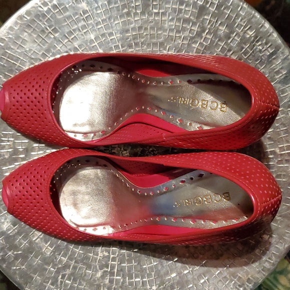 BCBG "Barbie" Pink Perferated Peep Toe Cut Out Wedge size 8.5 ☆LIKE NEW☆ - Picture 14 of 16
